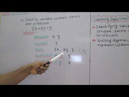 Identify Variables Constant Terms And Coefficient Of Algebraic Expression Class7 Algebra Sums Youtube Algebraic Expressions Algebra Learning Objectives