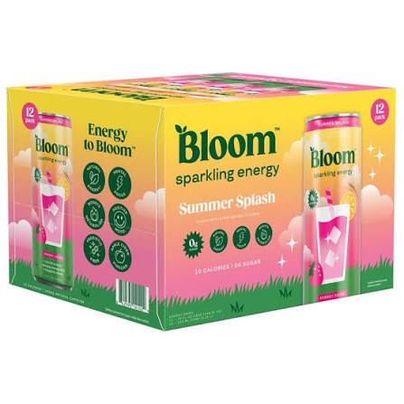 Bloom Sparkling Energy Drink, Summer Splash, 12 fl oz, 12-count | Costco