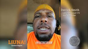 LIUNA Laborers' Local 172 member Darrick Smith has a simple message for  House members:, "Pass the #InfrastructureBill N👏O👏W👏!", We're proud of  his advocacy & want to see yours! Message us YOUR video., ...