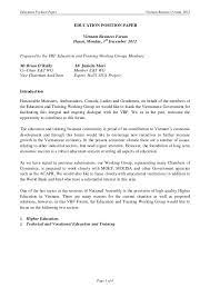 The position paper has a definite general structure to it: Education And Training Position Paper December 2012 En Final