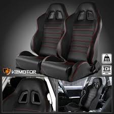 2x Jdm Pvc Leather Black Racing Seats W X2f Red Stitch Stripes Made Of Pvc Leather With Red Stitching 1 Pair Of Racin Racing Seats Volkswagen Racing Harness