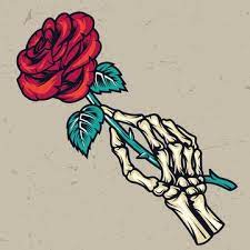 Maybe you would like to learn more about one of these? Colorful Skeleton Hand Holding Beautiful Rose Stock Vektorgrafik Adobe Stock