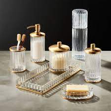 Create a comfy, unique abode with custom accessories. Shop Ribbed Glass Bath Accessories Retro Ribbed Glass Corrals Bathroom Necessities In St Modern Bathroom Accessories Gold Bathroom Accessories Glass Soap Pump
