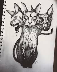 Select from 5450 premium scary demon of the highest quality. 3 Headed Demonic Sphynx Drawing Art Sketch Cat Creepy By April Urquhart Dark Art Drawings Dark Art Tattoo Demon Drawings