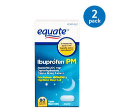 2 Pack Equate Ibuprofen Pm Caplets 200 Mg 80 Ct Walmart Com Walmart Com