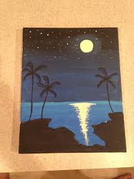 Night Time Beach Scene Art Artwork Painting