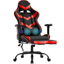 3 top 11 massage gaming chairs comparison table. Amazon Com Gaming Chair Massage Office Chair Racing Computer Chair With Lumbar Support Footrest Armrest Headrest Ergonomic Desk Chair Task High Back Pu Leather Rolling Swivel Chair For Adults Red Furniture Decor