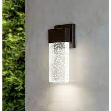 Allen Roth Waldorf 11 25 In H Bronze Integrated Outdoor Wall Light Lowes Com Exterior Wall Light Fixtures Exterior Wall Light Wall Lights