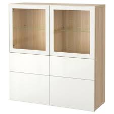 Besta Vitrine Eicheneff Wlas Selsviken Hochglanz Klarglas Weiss Schubladenschienen Vitrine Glastur