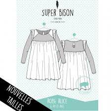 Patron Couture Robe Enfant Super Bison Alice 6ans A 12 Ans
