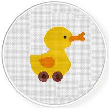 Rubber duck cross stitch patterns. Duck With Wheels Cross Stitch Pattern Daily Cross Stitch