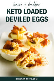 Loaded Keto Deviled Eggs With Cheddar And Bacon Green And Keto Recipe In 2020 Keto Deviled Eggs Bacon Deviled Eggs Low Carb Recipes Dessert