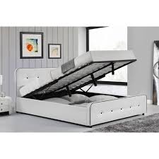 Lit avec rangement et sommier. Le Balder Structure De Lit Capitonnee Blanc Avec Coffre De Rangement Et Sommier 160x200 Cm Cdiscount Maison
