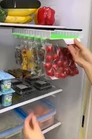 Refrigerator Slide Out Zip Food Storage Bags Holder Organizer Video Video In 2020 Kitchen Organization Kitchen Storage Cool Kitchen Gadgets