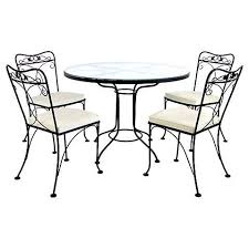 Lyon Shaw Vintage Patio Set Outdoor Dining Set Wrought Iron Patio Table Woven Outdoor Furniture