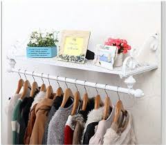 Diy garment rack for men's clothing showroom. Metal Clothes Rail Wall Mounted Garment Drying Hanger Rack Shelf Wardorbe Uk Ebay Wall Clothing Rack Garment Rack Bedroom Clothes Rail
