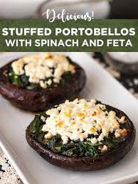 Stuffed Portobello Mushrooms With Spinach And Feta Mushroom Recipes Healthy Spinach And Feta Vegetarian Dishes