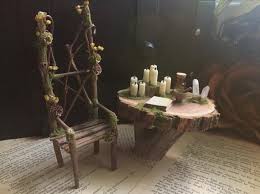 Faery Altar Table And Chair Miniature Altar Fairy Furniture Witch Magic Halloween Miniatures Handmade By Thefaeryforest With Images Fairy Furniture Halloween Miniatures Altar Table