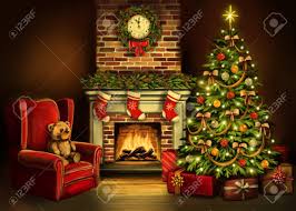 Christmas tree fireplace, xmas living room and fire place decoration, new year interior, white. Christmas Eve Room Decorated With Christmas Decoration Christmas Stock Photo Picture And Royalty Free Image Image 134588050