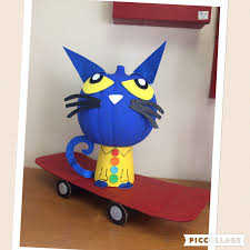 Craft Pumpkin Pete The Cat On A Skateboard And His 4 Groovy Buttons Creative Pumpkin Decorating Halloween Crafts For Kids Pumpkin Decorating Contest
