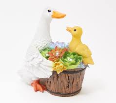 Plow Hearth Solar Pair Of Mama Baby Animals With Succulents Qvc Com
