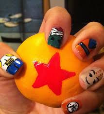 Dragon ball z inspired nails. Dragon Ball Z Themed Nails Anime Nails Nail Art Diy Gel Nails