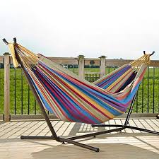 Abba patio outdoor swing hammock with mosquito net, canopy swing bed for patio, porch, backyard, 8'l x 5'w x 7'h, chocolate. Vivere Double Cotton Hammock With Space Saving Steel Stand Body Liberation Photos