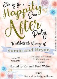 Happily Ever After Party Invitations Gucci Marble With Watercolor Flowers Click On Wedding Reception Invitations Wedding Party Invites Bbq Wedding Reception