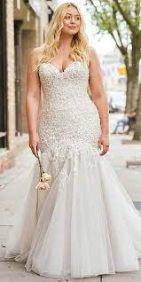 Shop white dresses that match your bridal style and feature the latests trends. 27 Graceful Plus Size Wedding Dresses Wedding Dresses Guide Fit And Flare Wedding Dress Plus Size Wedding Gowns Ball Gowns Wedding
