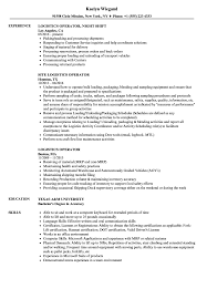 logistics operator resume samples
