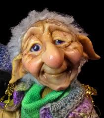 I make old pixies elves dwarves witches and forest creatures. They have a  wire armature for movement. Made from polymer clay no molds used. Every  piece is an original OOAK. This is