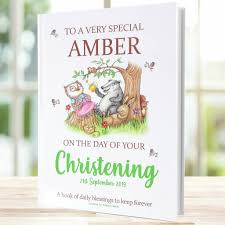 And they can be handed down once the child grows up and moves out. Personalised Baby Christening Gift Book Of Blessings By My Magic Name Notonthehighstreet Com