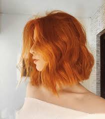 kurze haare langer bob lob orange haare ingwer kupfer haarschnitt haarfarbe ha kurze haare frisur ideen haarschnitt kurze haare haarschnitt