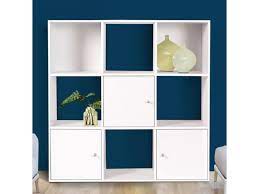 Billy n'est pas que pour les livres, nous pouvons l'utilser partout. Meuble De Rangement Cube Rudy 9 Cases Bois Blanc Avec 3 Portes Vente De Id Market Conforama