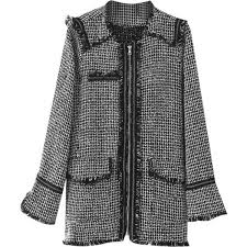 Black And White Checkered Jacket Zip Up Fringed Checked Coat 40 Liked On Polyvore Featuring Outerwear Coats Checked Coat Checkered Coat Fringe Coat Black And White Coat And Bla Urunler