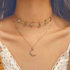 Moon Stars Celestial Necklace Layering Choker Moon Star Etsy Goddess Jewelry Fashion Jewelry Girly Jewelry