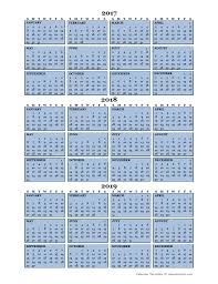 Three Year Calendar Template 2017 To 2019 Free Printable Templates