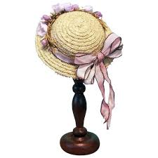 Straw Boater Hat Hatstand For 5 5 5 Doll Head Artist Made Avant Garde Cherie S Petite Boutique Straw Boater Pretty Hats Boater Hat