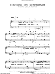 Use transpose and capo to change the chords. John Sorry Seems To Be The Hardest Word Sheet Music Easy Version 2 For Piano Solo