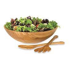 The cherry finished round rim bowl set is perfect for dinner with the entire family! Lipper International Bamboo Salad Bowl With Servers Bed Bath Beyond