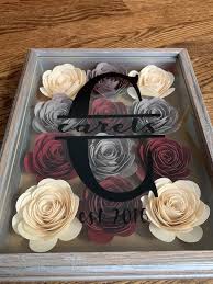 Custom Family Name 8x10 Paper Flower Shadow Box Etsy Flower Shadow Box Diy Shadow Box Shadow Box