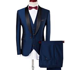 In business settings, you'll generally wear a black, gray, or navy suit with a tie. Jacket Vest Pants Men Suit 2018 Wedding Suits For Men Shawl Collar 3p Borizcustom