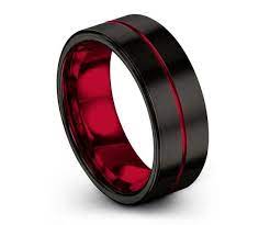 Tungsten Ring Red Mens Wedding Band Black 6mm Wedding Ring Etsy In 2022 Black Wedding Rings Mens Wedding Bands Tungsten Black Tungsten Rings