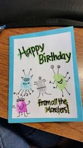 Happy birthday card for father from us send this card. Monster Birthday Card For Dad From Kids Using Their Fingerprints So Easy And Fun Dad Birthday Card Homemade Birthday Cards Birthday Presents For Dad