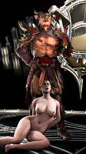 1boy 1girls 3d big penis bound wrists breasts defeated fear feet  hands behind back kronika legs mortal kombat mortal kombat 11 naked nipples  penis on face restrained shao kahn