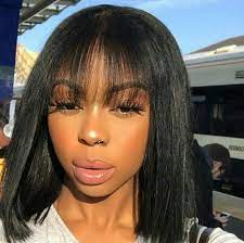 Baddie Melanin And Highlight Image On We Heart It Wigs With Bangs Natural Hair Styles Wig Hairstyles