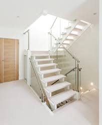 Translucent sandblasted glass staircases provides an opaque balustrade which is perfect for those wanting more. Glass And Steel Staircase Design Neville Johnson