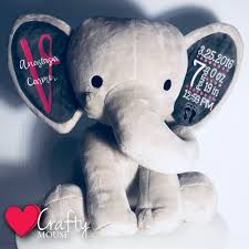 Birth Announcement Stuffed Animals Birth Announcement Elephant With Baby Stats Etsy Elephant Birth Baby Stats Birth Announcement