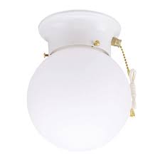 Adding pull chain switch to wall light fixture. Westinghouse 1 Light Ceiling Fixture White Interior Flush Mount With Pull Chain With White Glass Globe 6668000 The Home Depot