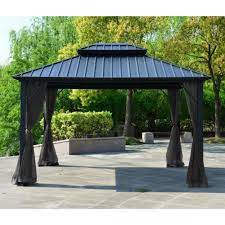 Black brick red brown forest green. Aleko Double Roof Aluminum And Steel Hardtop 12 X 10 Ft Gazebo W Mosquito Net On Sale Overstock 28093548